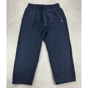 Nike Club Fleece Sweatpants Mens Navy Blue XL Open Hem Swoosh Wide Leg "Read"
